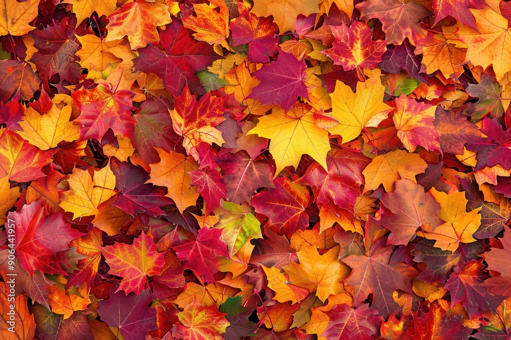 A vibrant collection of autumn leaves in various shades of red, orange, yellow, and brown. A vibrant collection of autumn leaves in various shades of red, orange, yellow, and brown.