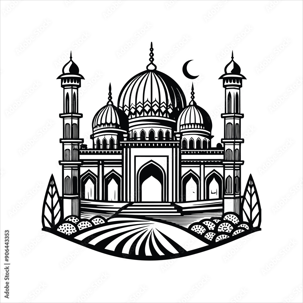 mosque black & White vector mosque black & White vector