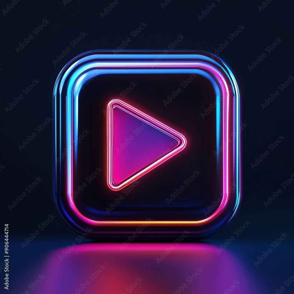 Colorful Neon Play Button Icon in Digital Design Colorful Neon Play Button Icon in Digital Design
