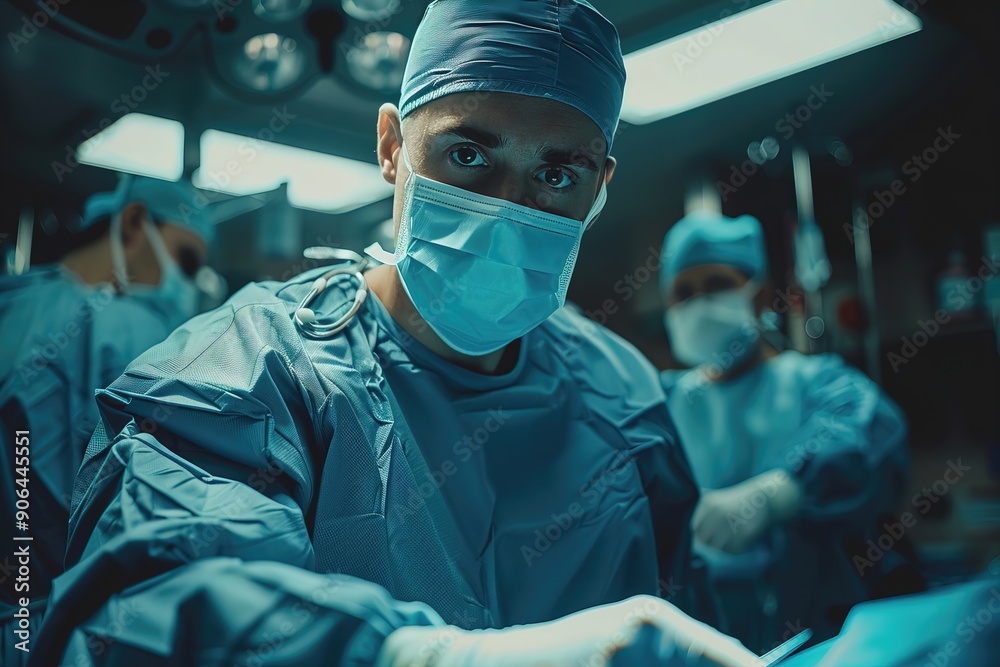 A surgeon in the operating room during an operation A surgeon in the operating room during an operation