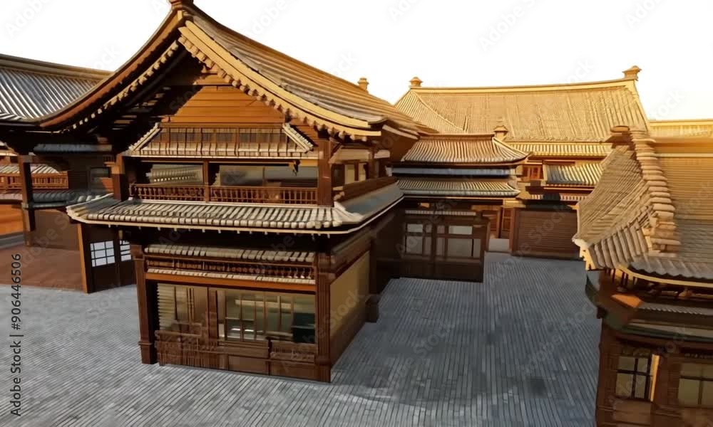 3d view of Korean hanok houses and historic architecture 3d view of Korean hanok houses and historic architecture