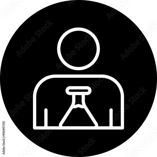 Scientist Vector Line White Circle Black