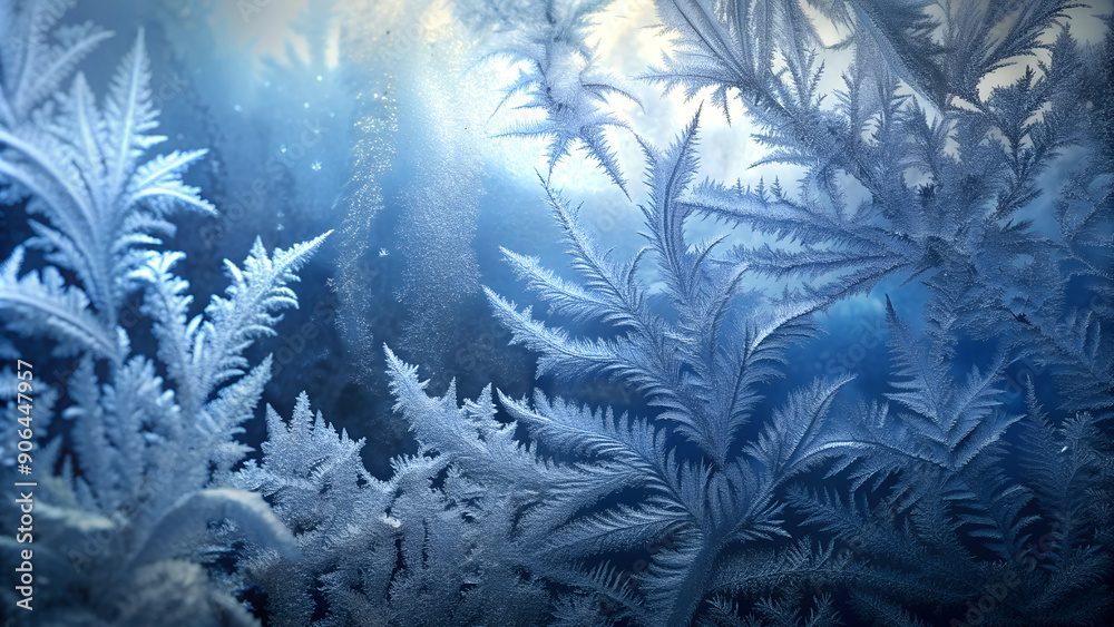 Frosty Winter Scene with Ice Crystals on Glass
Frosty Winter Scene with Ice Crystals on Glass