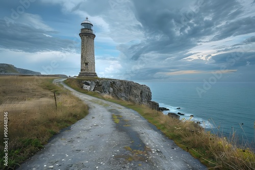 Serene Coastal Lighthouse Amidst Dramatic Skies