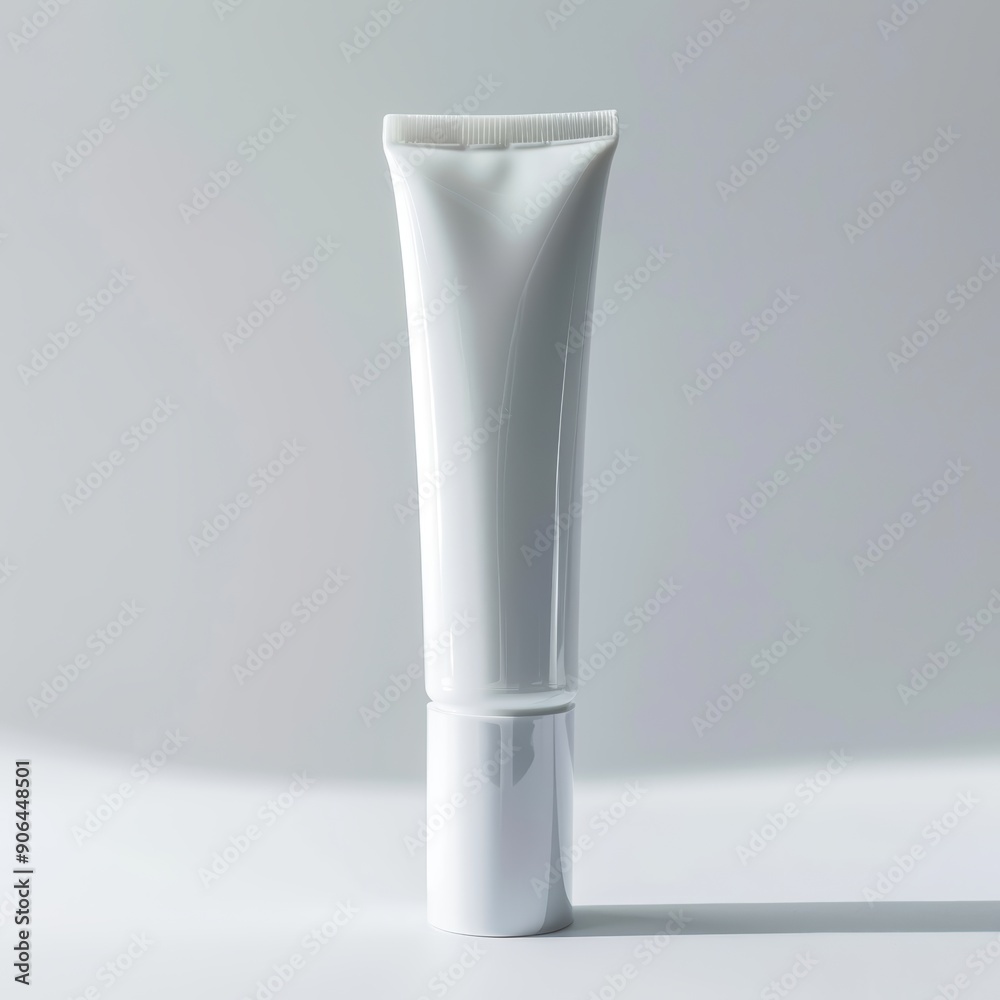 White Squeeze Tube Cosmetic Product Mockup on Grey Background White Squeeze Tube Cosmetic Product Mockup on Grey Background