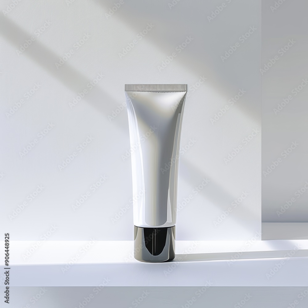White Cosmetic Tube Mockup on White Platform White Cosmetic Tube Mockup on White Platform