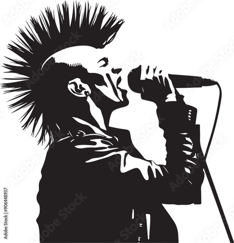 Punk Singer Stylized Vector Illustration
