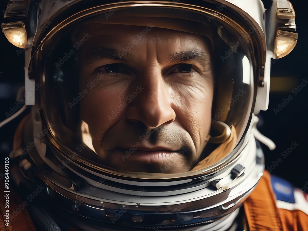 A close-up image of an astronaut with a rugged and weathered face A close-up image of an astronaut with a rugged and weathered face