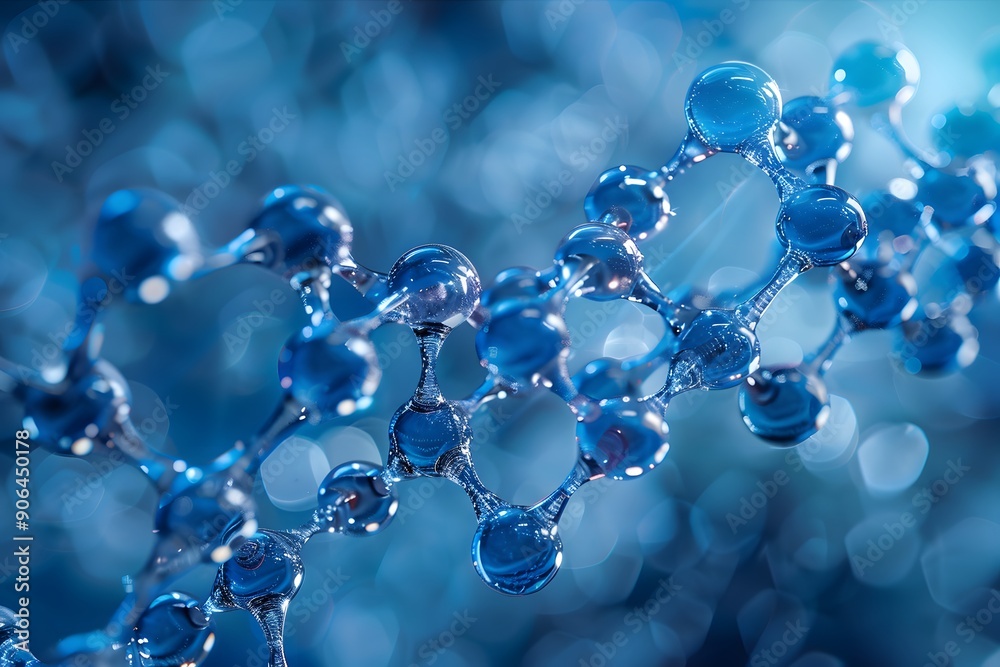 Intricate Molecular Structure in a Blue Abstract Background Intricate Molecular Structure in a Blue Abstract Background