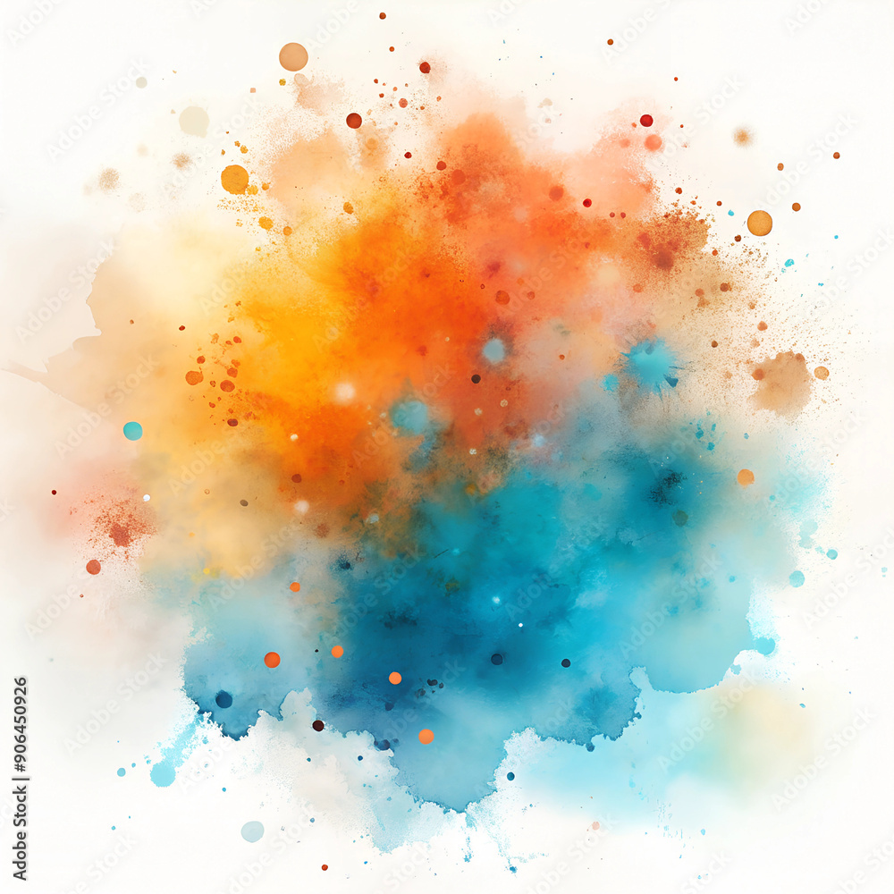 Obraz premium Vibrant Orange and Blue Watercolor Splash with Copy Space