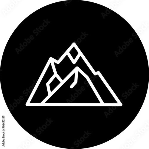 Mountains Vector Line White Circle Black