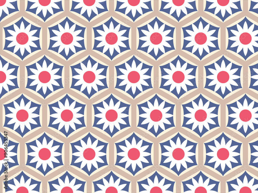 Colorful flower pattern with geometric shape Colorful flower pattern with geometric shape