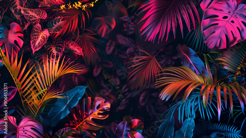 Vibrant Neon Jungle Foliage