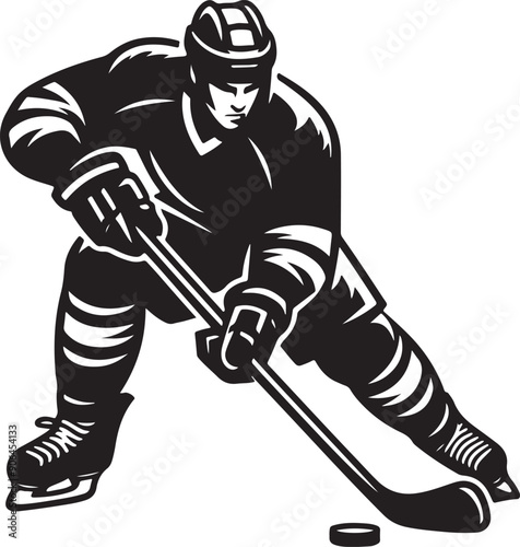 Ice Hockey Player Stylized Vector Silhouette