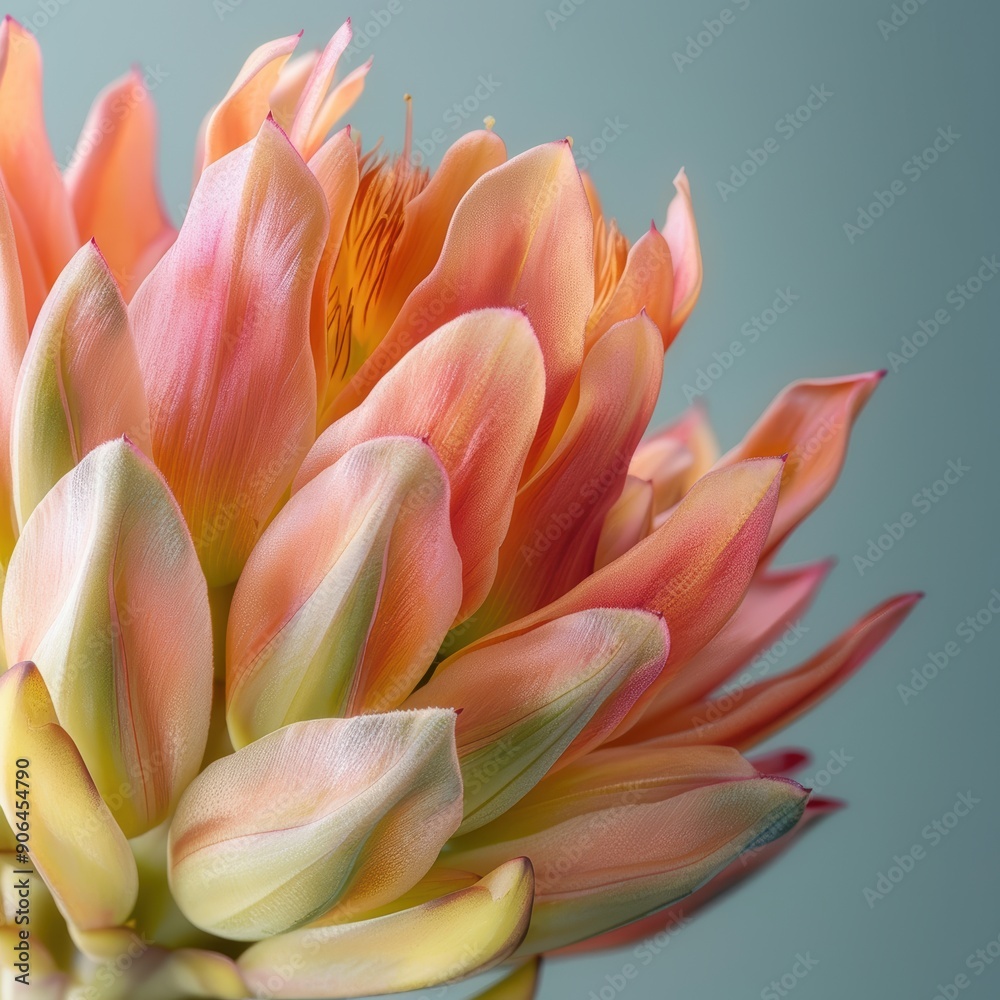 Fototapeta premium Close-up of a Delicate Pink and Green Flower