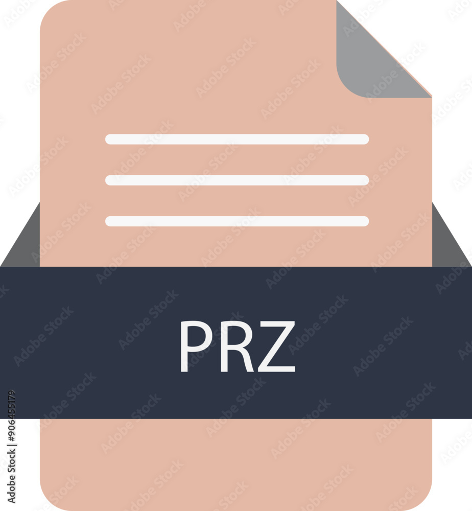 PRZ file icon with color and rounded corners and folded doc Stock ...