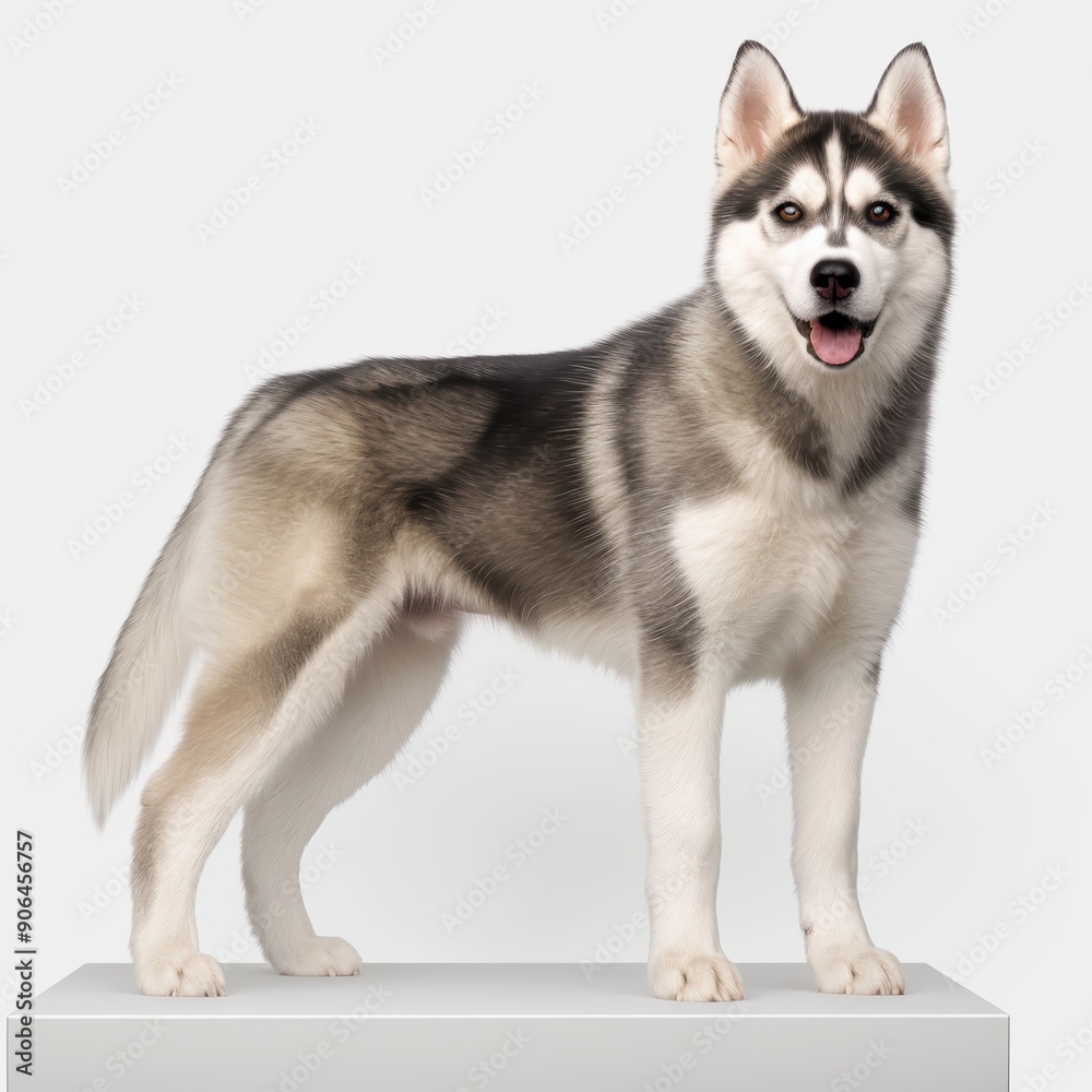 Husky Dog Standing on a White Background Husky Dog Standing on a White Background