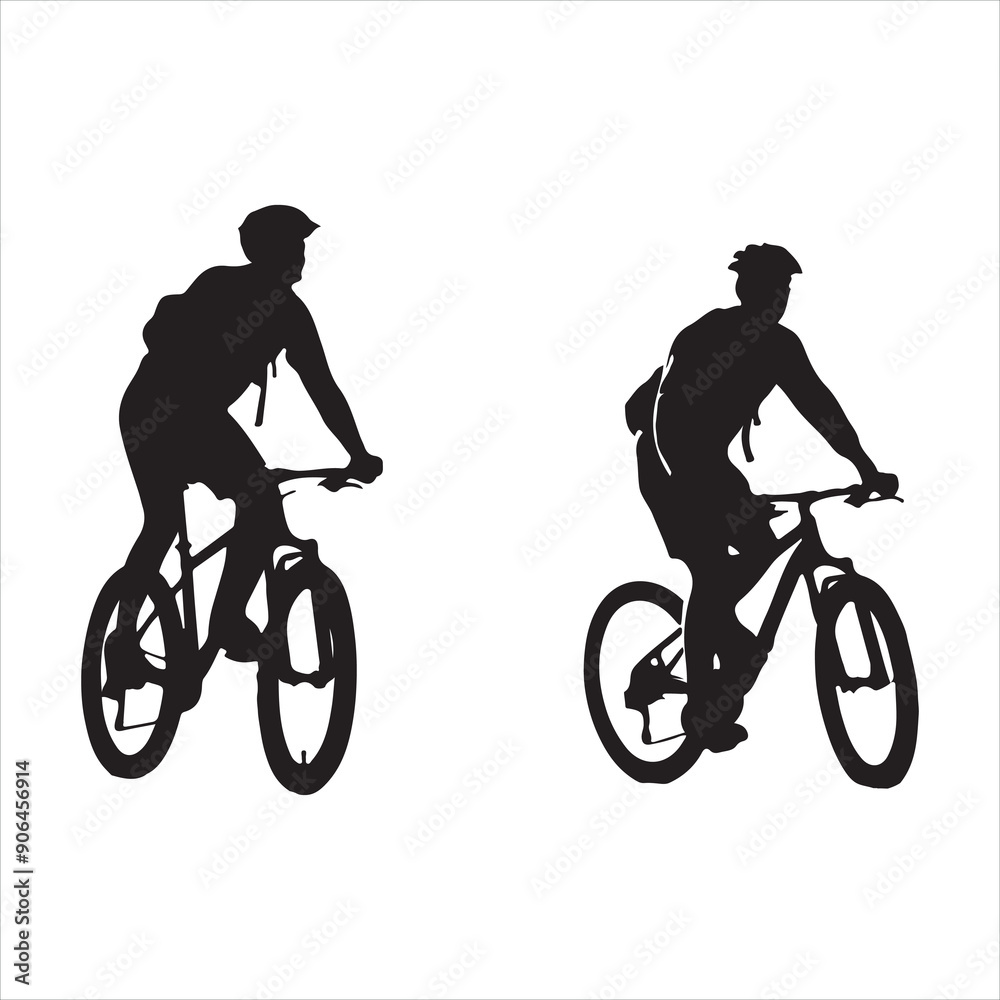 Fototapeta premium Cyclists silhouette isolated on white background
