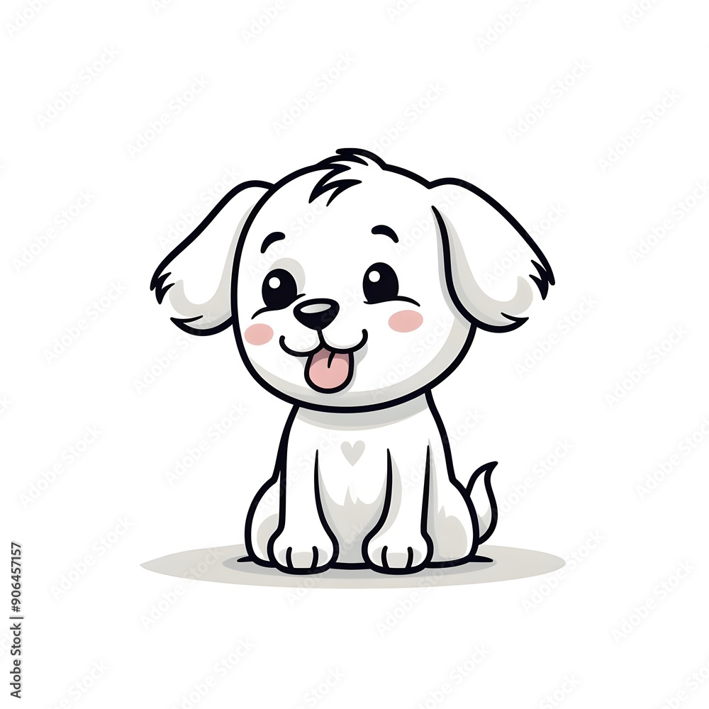Fototapeta premium Cute Dog Illustration With Simple Line Art on White Background