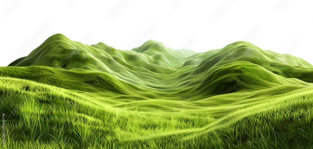 Lush Green Rolling Hills with a White Background. Lush Green Rolling Hills with a White Background.