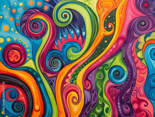 Psychedelic swirls in bright colors 43 background illustration