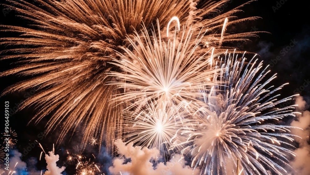 Obraz premium Brilliant fireworks burst in a colorful display against the night sky