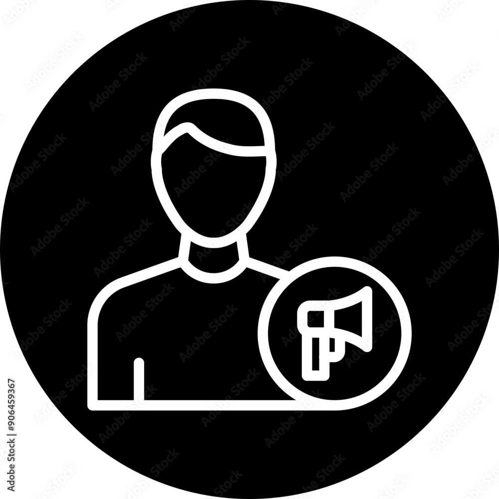 Influencer Vector Line White Circle Black Influencer Vector Line White Circle Black