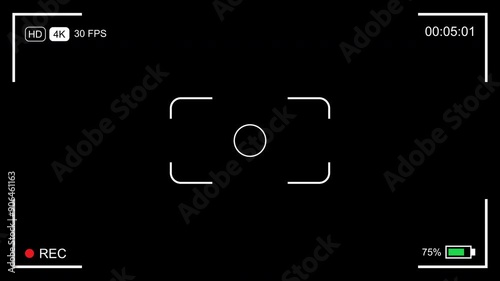 Illustrated frame of the video camera screen overlay on transparent background. 4K Video 