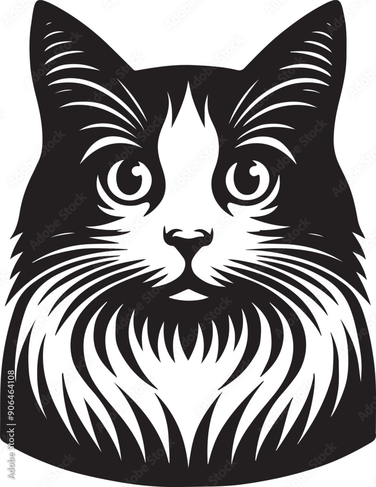 Obraz premium Cat Face Stylized Vector Silhouette