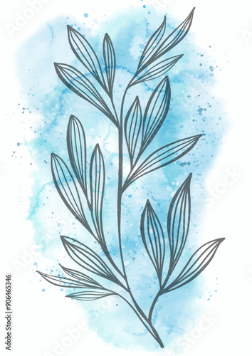 hand drawn floral design on a watercolour background 