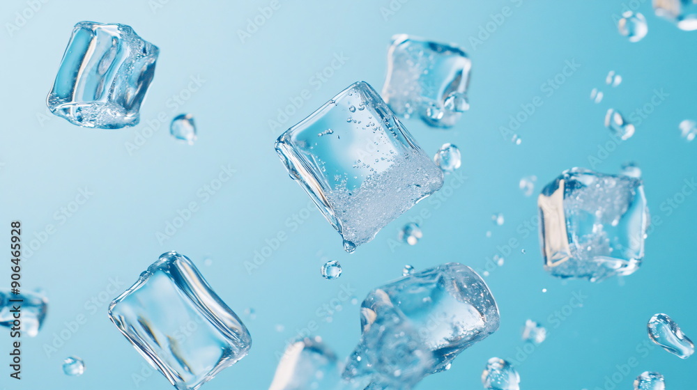 ice cubes on blue background ice cubes on blue background