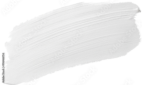 A smooth, textured white paint stroke on a transparent background, isolated on transparent or white background.