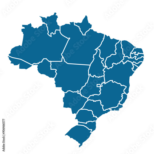 Brazil map with all states in blue colors