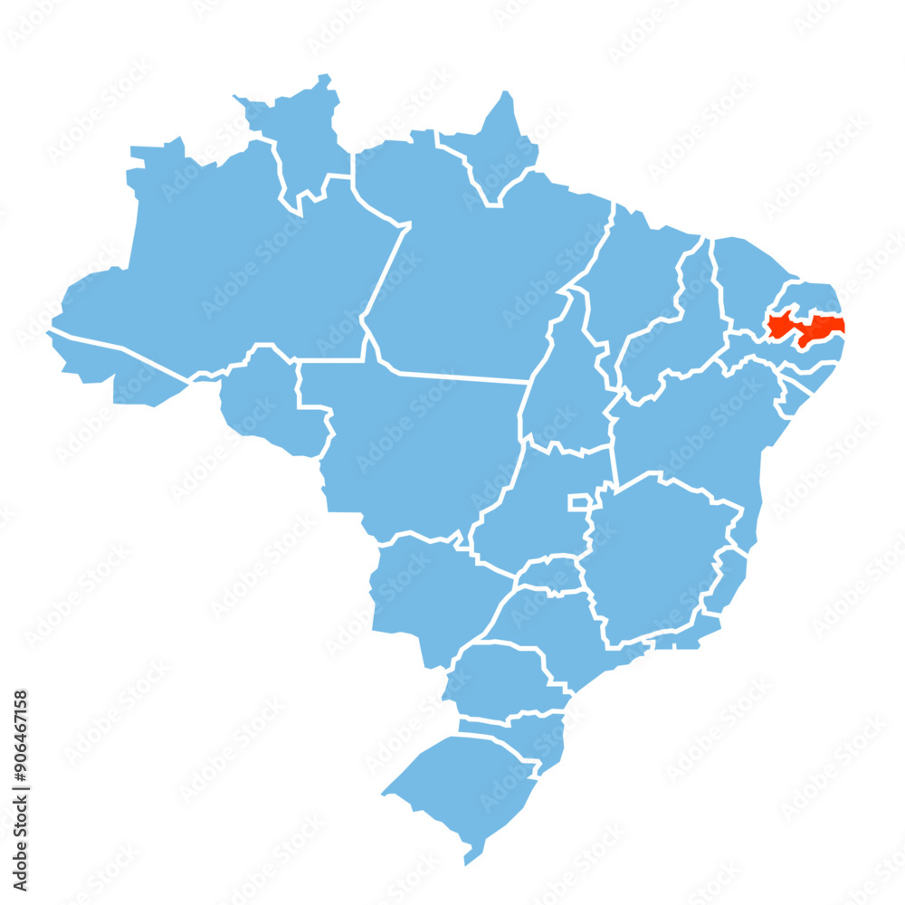 Obraz premium Paralba State of Brazil map prominent in orange color