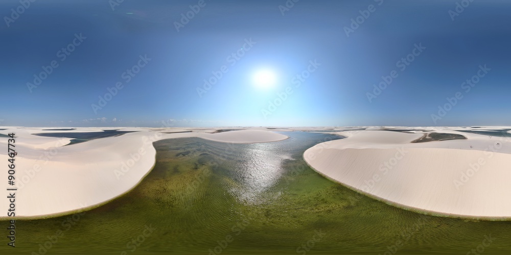 360 aerial photo taken with drone of Lagoa Betânia in the Lençóis Maranhenses National Park on north coast of Brazil 360 aerial photo taken with drone of Lagoa Betânia in the Lençóis Maranhenses National Park on north coast of Brazil