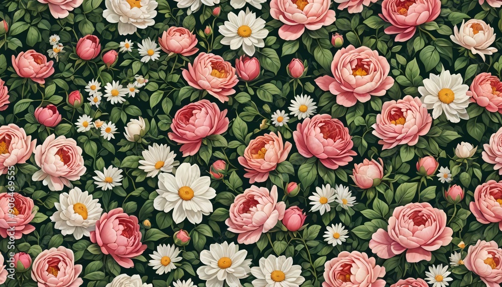 Fototapeta premium Floral Bloom: Infinite Pattern of Vibrant Flowers