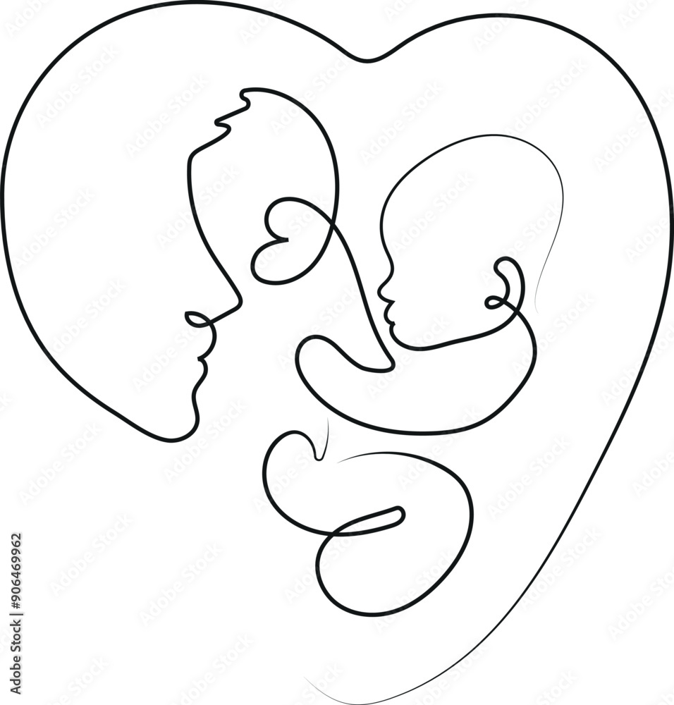 logo of a woman with a newborn baby in a heart in an abstract style, line art logo of a woman with a newborn baby in a heart in an abstract style, line art