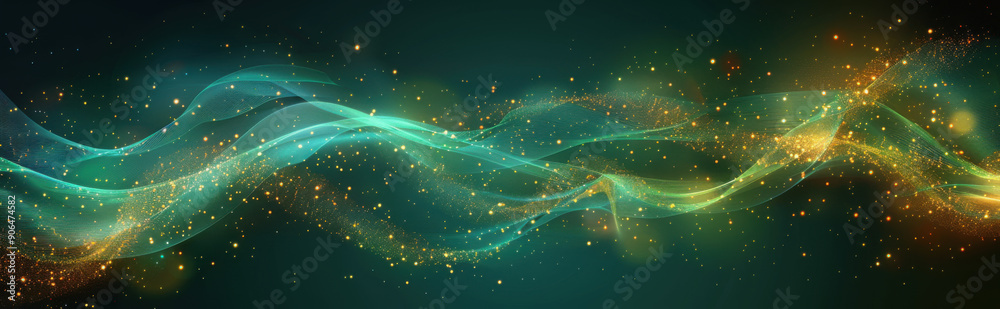 Abstract Teal and Gold Wave with Glitter Abstract Teal and Gold Wave with Glitter
