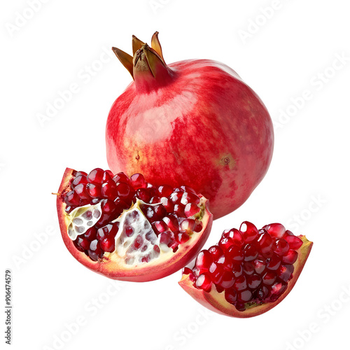 pomegranate isolated on transparent background, full depth of field, clipping path 