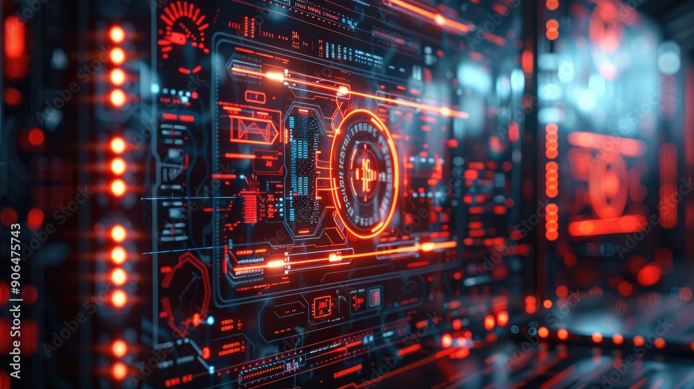 A cybersecurity alert with a red warning sign and critical threat details on a digital screen Blockchain Technology Visualization on a Monitor. Generative AI. A cybersecurity alert with a red warning sign and critical threat details on a digital screen Blockchain Technology Visualization on a Monitor. Generative AI.