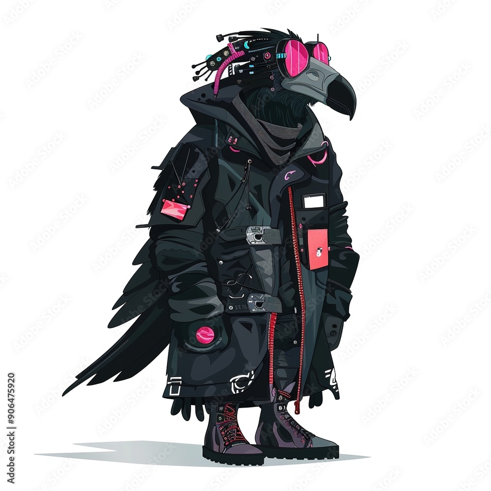 Vulture Cyberpunk animal fashion cartoon isolated whitebackground 16:9 Vulture Cyberpunk animal fashion cartoon isolated whitebackground 16:9