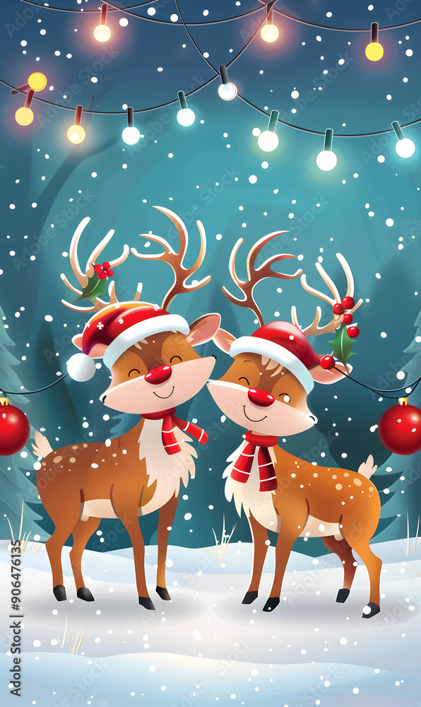 2D illustrated New Year card in a cute graphic style 2D illustrated New Year card in a cute graphic style