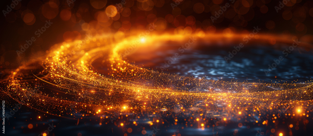 Abstract Glow Spiral with Golden Particles Abstract Glow Spiral with Golden Particles