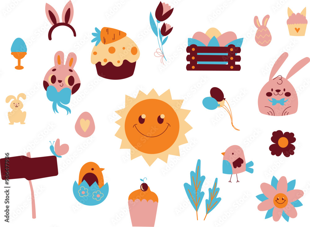 set of easter spring day set of easter spring day