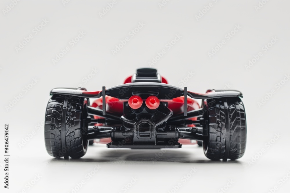 Toy racing car viewed from behind Toy racing car viewed from behind