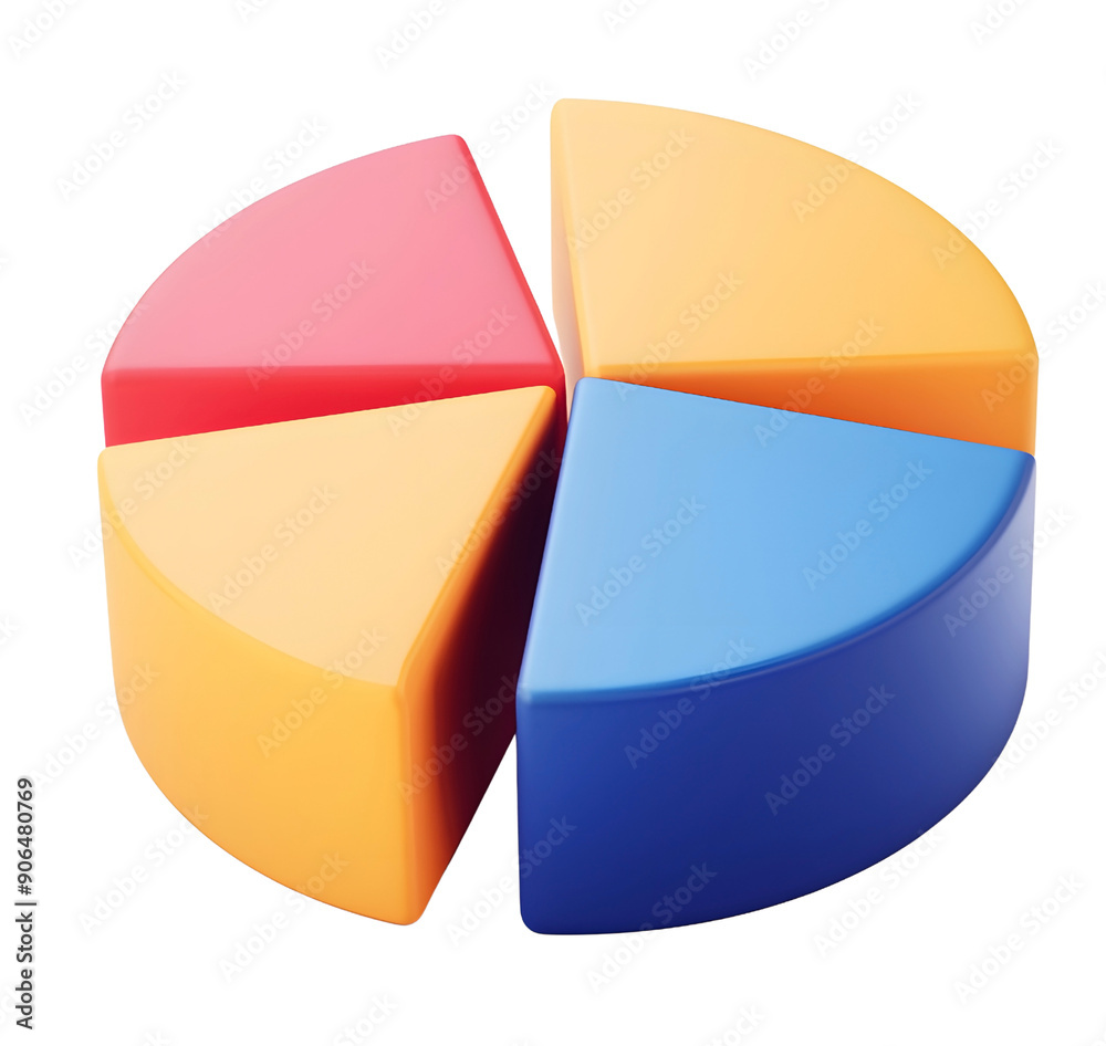 Obraz premium Colorful 3D Pie Chart for Data Distribution Analysis