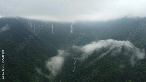 Aerial view of meghalaya cherrapunji-mawsynram reserve forest in India. the beautiful mountain of east khasi hills in meghalaya India.