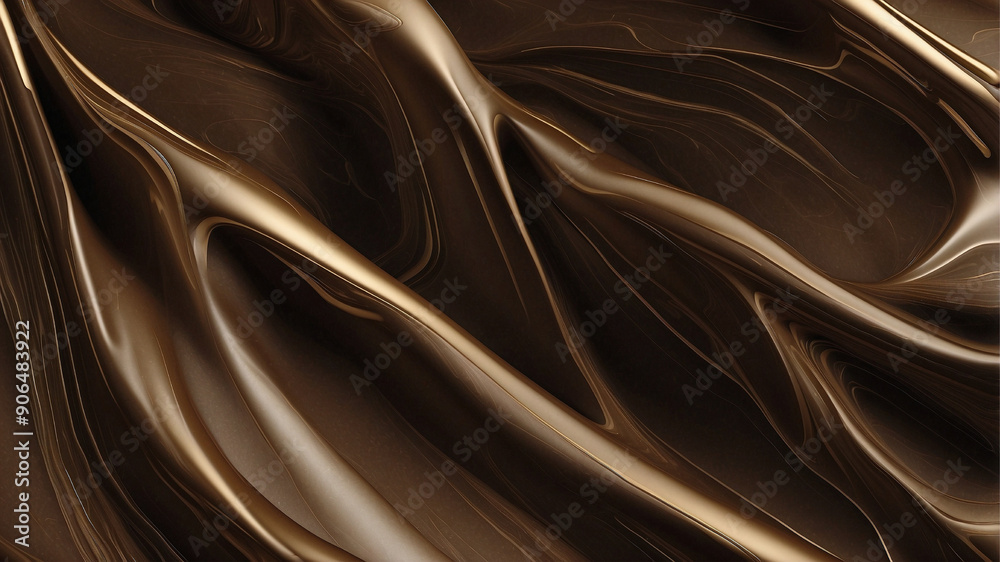 Fototapeta premium Abstract swirling waves of golden brown liquid. Perfect for luxury, beauty, or fluid-related designs