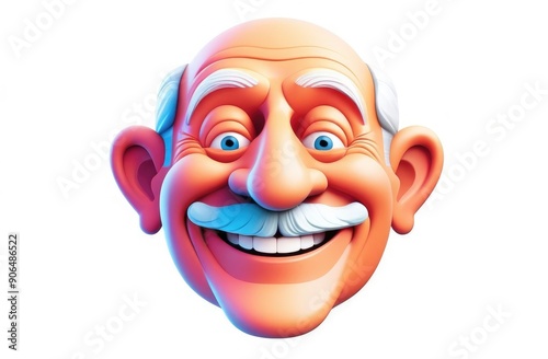 Grandfather, old woman face smiles 3D, portrait, character, made of plasticine, portrait.