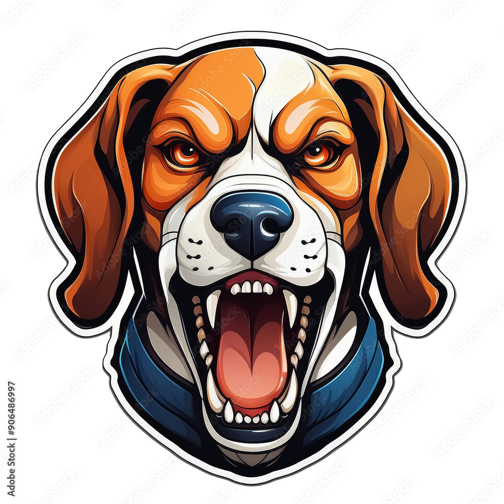 Wild angry pugnacious combative motivational sport logo – beagle
